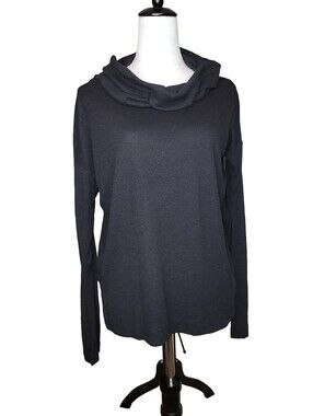 Gap Cowl Neck Black Waffle Weave Long Sleeve Thermal Top Size Medium